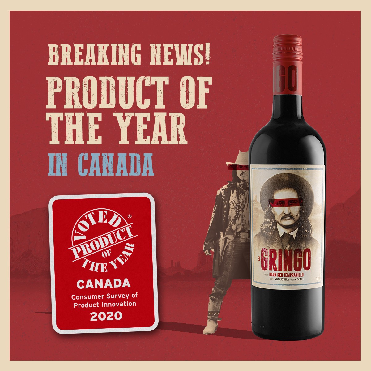 El Gringo Dark Red Tempranillo,  Product of the Year in Canada