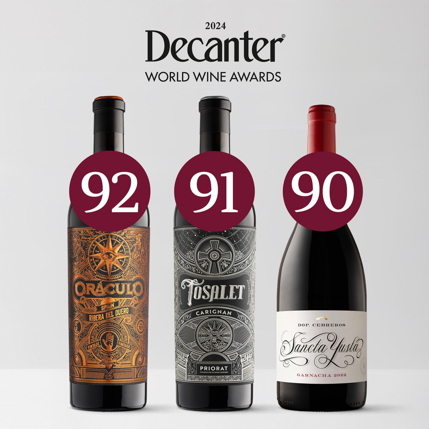 Decanter otorga el sobresaliente a tres de nuestros vinos