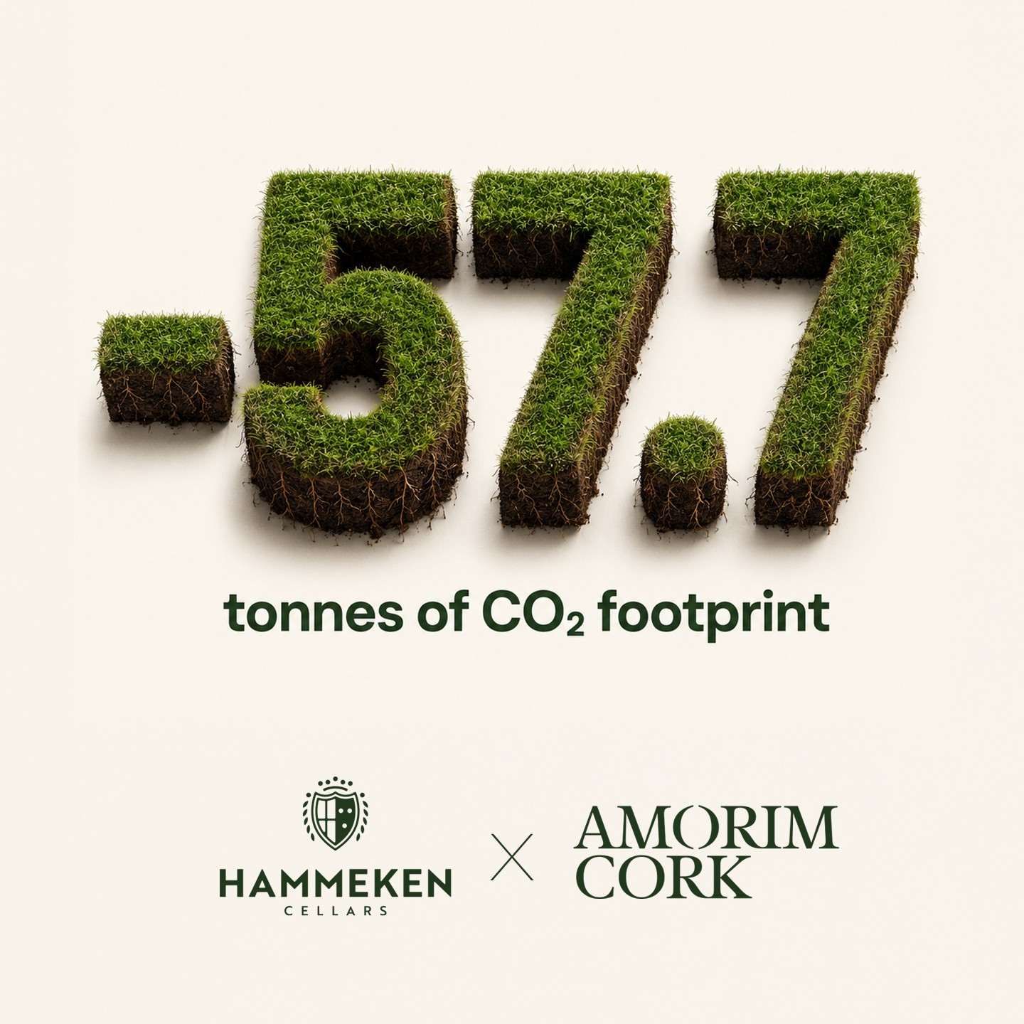 The cork stoppers used in 2025 contributed to a retention of -57.7 tonnes of CO₂e